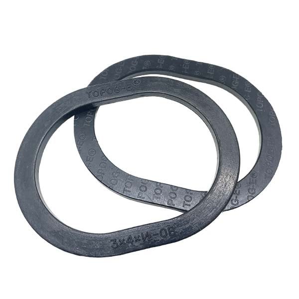 Handhole Gasket, Series 180, Black Rubber, 2 in x 3 in x 1/2 in, Obround, PK 2